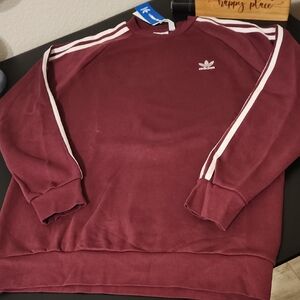 Adidas Men's Maroon Crewneck Sweatshirt